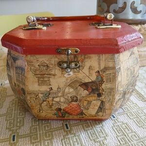 Vintage-Style Decorative Decopage Accent Purse